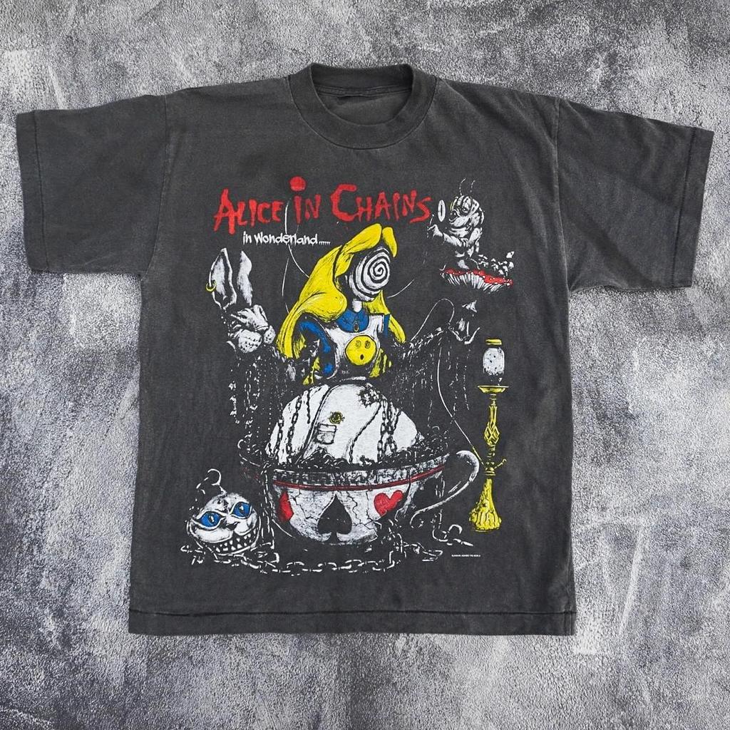 Alice In Chains In Wonderland Anni '90 Design Raro Maglietta Nera