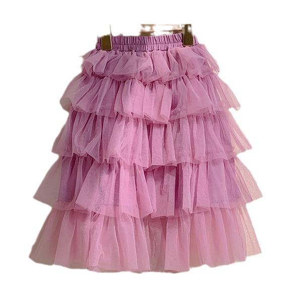 2025 Spring/Summer Korean Layered Cake Mesh Skirt for Girls – Sweet and Fashionable Princess Dress