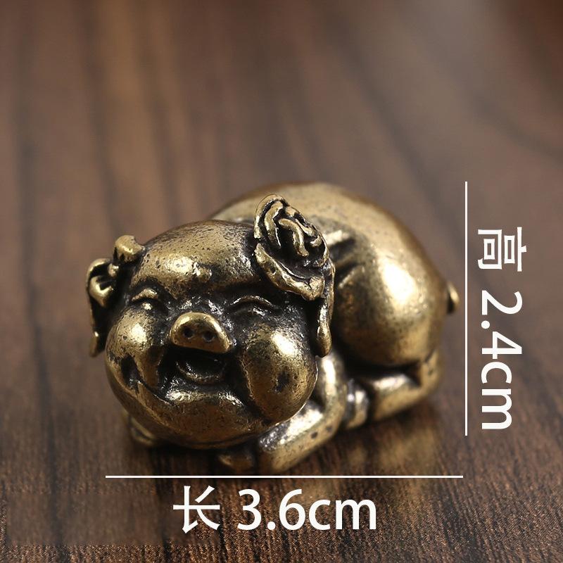 Brass Wedding Pig Ornament Twelve Zodiac Bronze Ware Tea Table Tea Pet Pure Copper Zodiac Pig Solid Small Ornament Bronze Ware