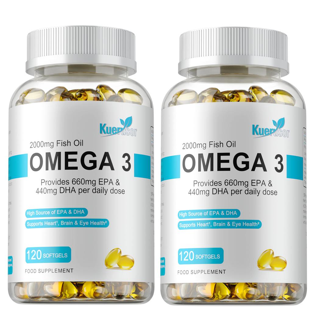 Omega 3 Fish Oil Softgels 120 Count 2000mg — Heart Health Support, Brain Function, Eye Health