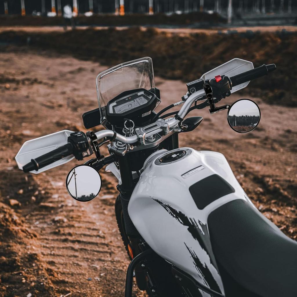 Evermotor Motorcycle Rotating Aluminum Bar End Universal Round Mirrors for and ATVs of Mirrors, 360-Degree CNC-Machine Mirrors, E-Mark Certified,