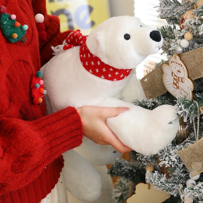 45/60cm Cartoon Giant Polar Bear Plush Doll Pillow Wearing Scarf White Bear Animal Stuffed Toy Home Decor Gift For Children