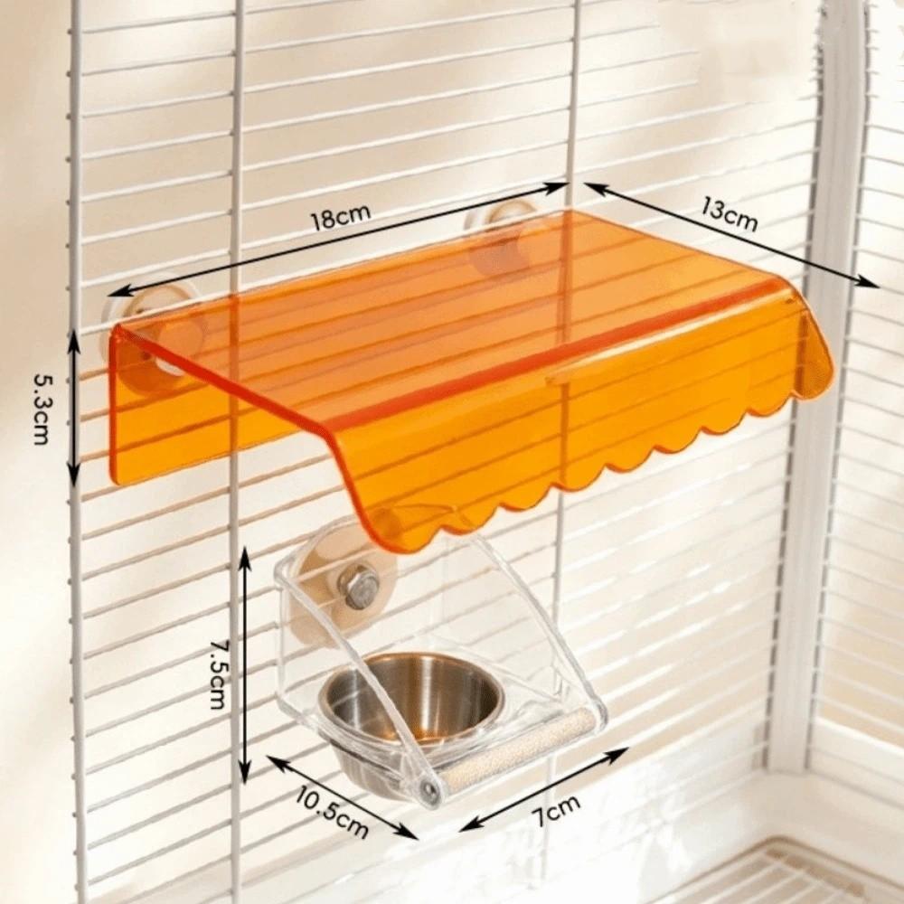 Cage Mounted Parrot Cage Feeder Roof Canopy Bird Food Container for Small Parrots
