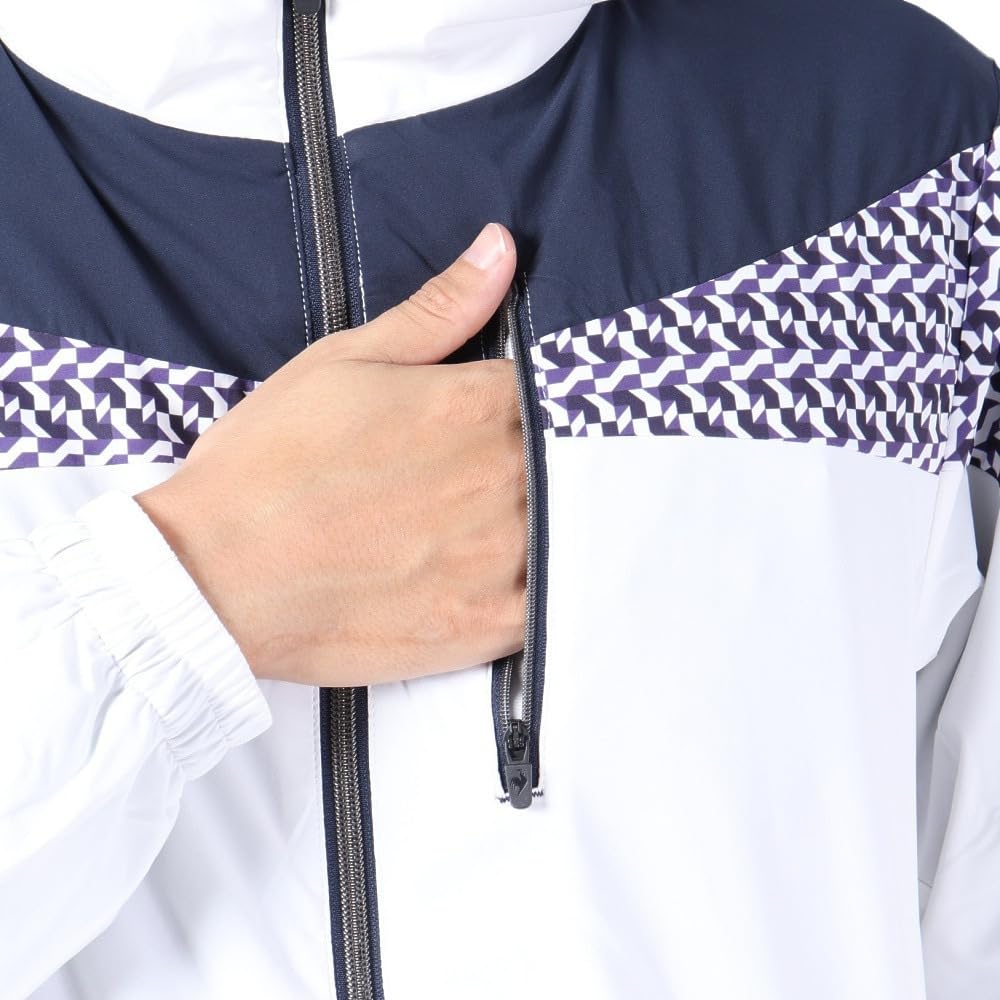 Coq Sportif Blouson Hooded Brushed Lining Water Repellent Windproof Heat Navi Golf QGMWJK05 WH00 LL [Le Golf] [Stretch Forcer] Men's (White)