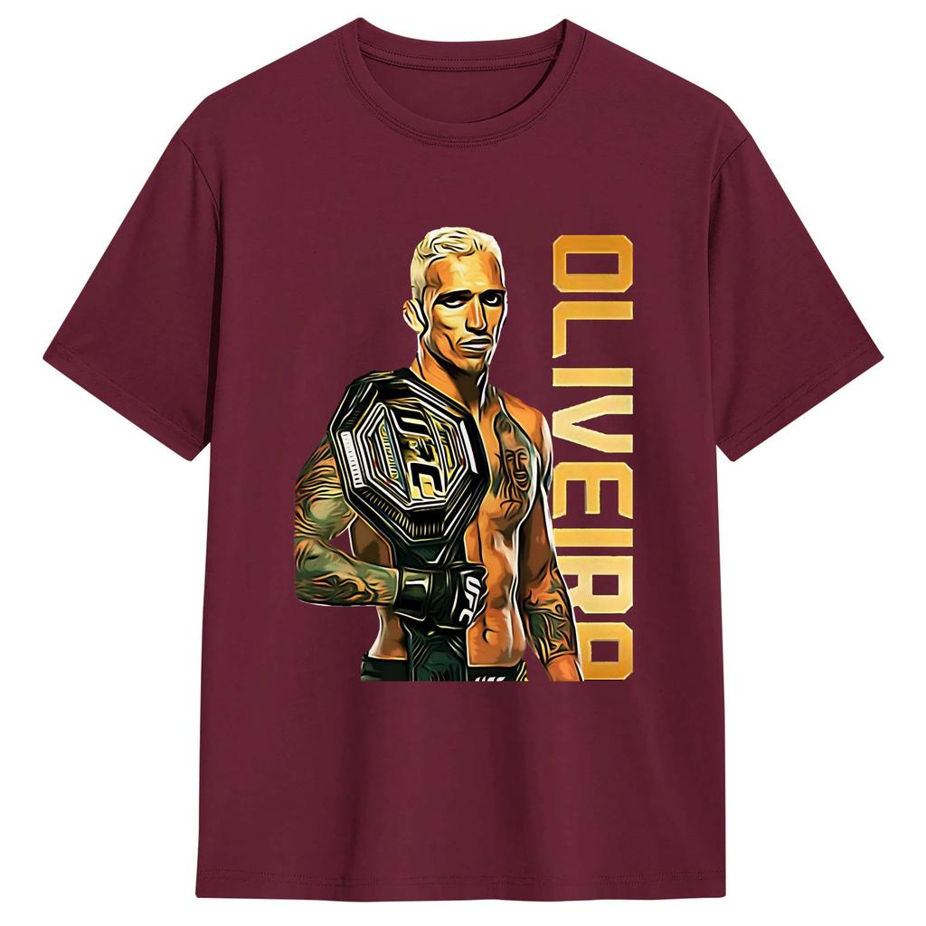 Charles Oliveira TShirt Beach Cotton T Shirts For Men Harajuku Custom Logo Tshirt Short Sleeve Street Style Tees