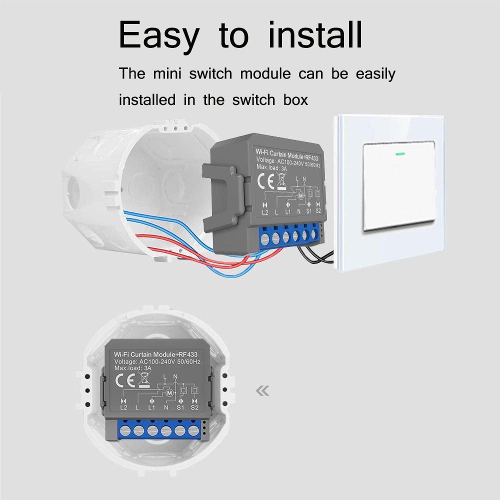 Tuya Smart WiFi Curtain Switch Blinds Switch AC100-240V 10A RF433 Smart Life Remote Control Home Automation Curtain Switch
