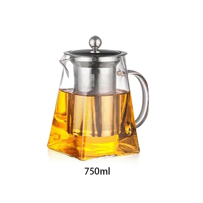 350/550/750ML Glass Teapot with Infuser Clear Heat Resistant High Borosilicate Glass Teapot Office Home Summer Winter Drinkware