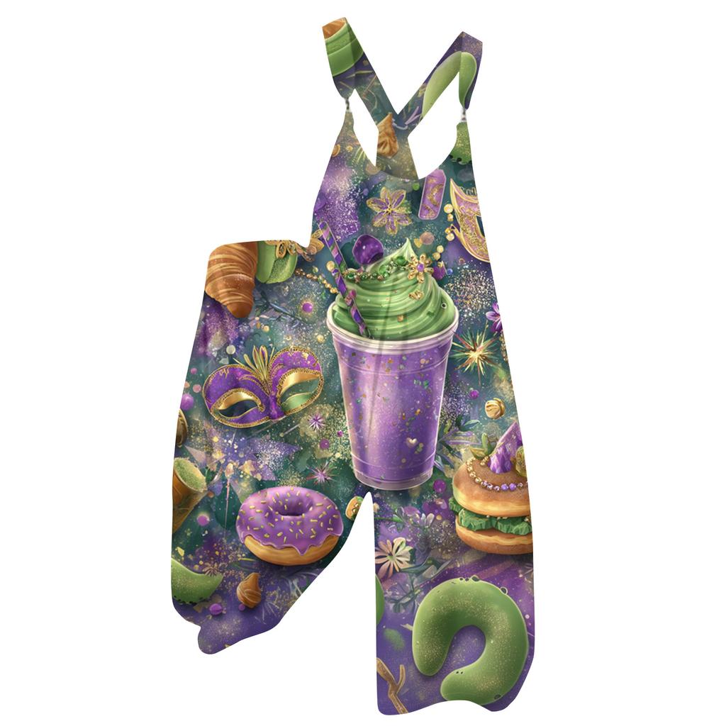 Damskie Ogrodniczki Wzór Vintage Kombinezon (Nieregulowane paski)