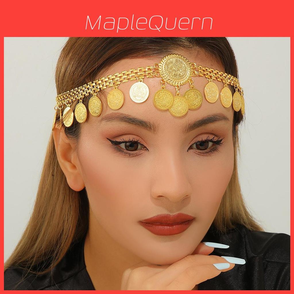 Geometric Gold Alloy Headband With Tassels For Wedding And Travel Gift