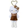 Cute Leopard Print Leather Keychain: Heart Buckle, Long Legged Cat Plush Charm