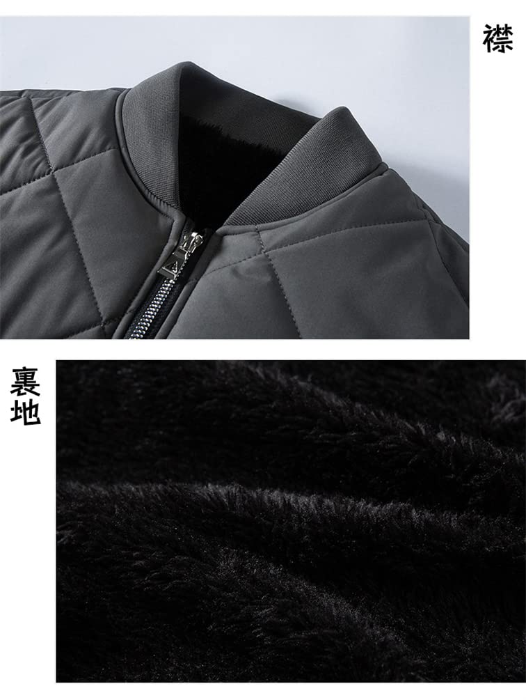 ZHENGTU Men's Quilted Down Jacket with Fleece Lining, Warm Outerwear, Solid Color, Warm Jacket, Plus Sizes Available, Fall/Winter (Black, 3XL)