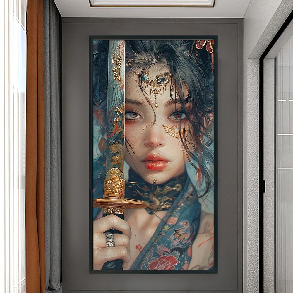 Full Embroidery Cotton Thread 14CT Printed Girl Cross Stitch Kit Art