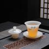 Luxury Hand-painted White Porcelain Jade Tea Set for Home & Commercial Use - High-grade Ice-type Chlorophytum Gongfu Style Gift