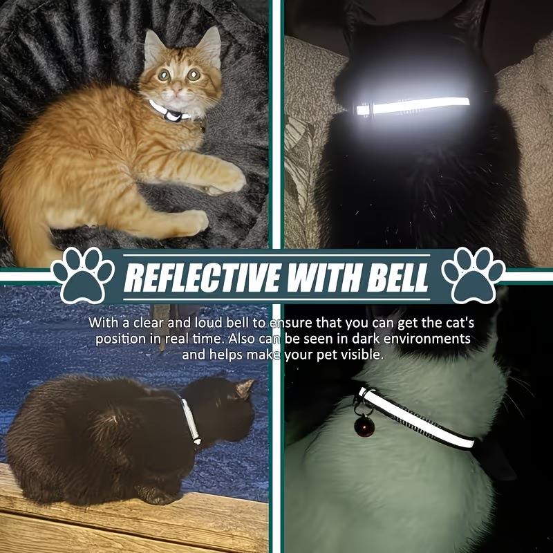 Reflective Cat Dog Collar with Smart GPS Tracker 2-in-1 Bundle Adjustable Anti-Lost Location Finder Safety Buckle Bell 3