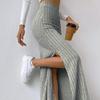 Spring Summer Side Split Slim Fit Knitted Skirt Women Solid Elegant High Waist Skirts Female Fashion Casual Office Lady Skirt 24147