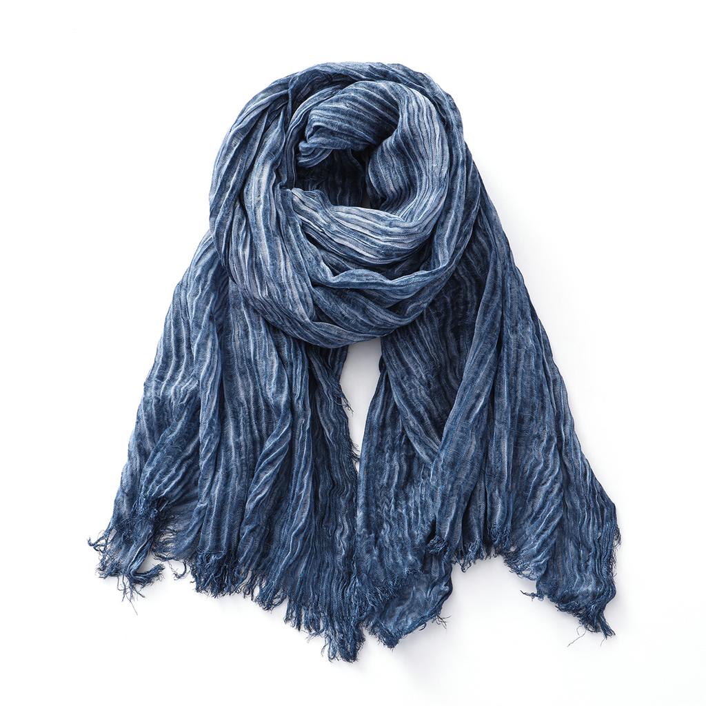 Fashion Crinkle Cotton Linen Scarf for Men Women Soft Warm Pashmina Short Tassel Scarves Male Accessories Bufandas Shawls