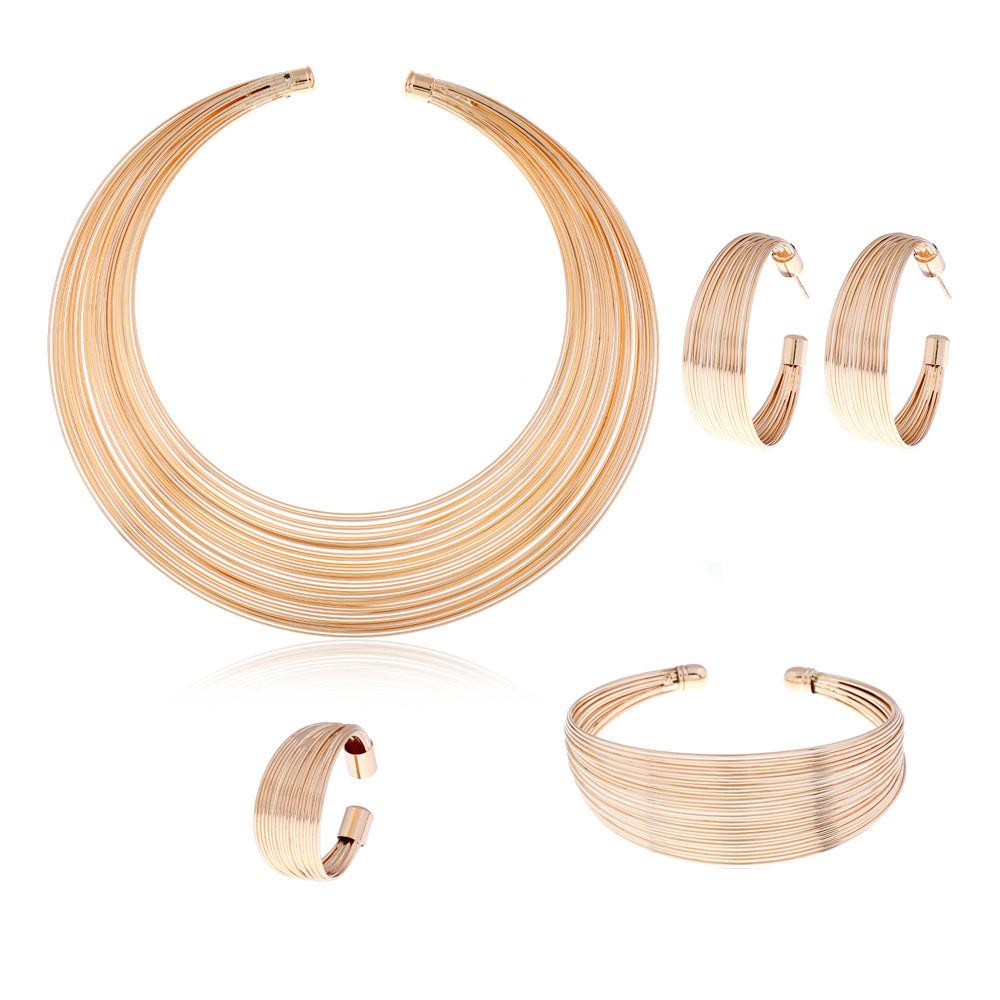 Geometrisches Vintage-Legierungsketten-Set mit Wellenkette für Retro-Mode-Enthusiasten