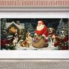 Großes Weihnachts-Garagentor-Banner Nikolaus und Welpe Geschenk-Szene geeignet für die winterliche Außen-Feiertagsdekoration