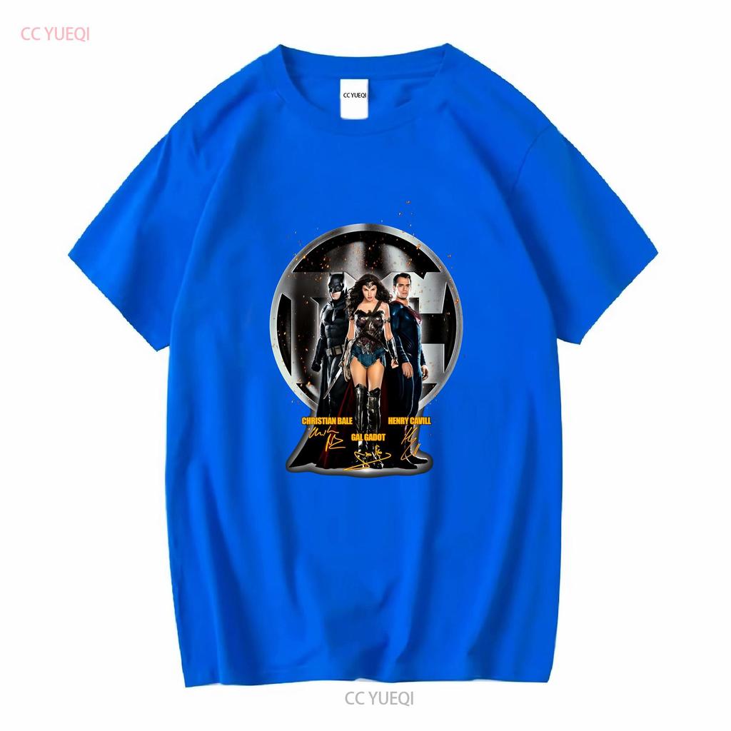 Gal Gadot Henry Cavill Christian Bale Unterschrift T-Shirt lange oder kurze Ärmel vintage gewaschen Grafik Unisex Freizeit