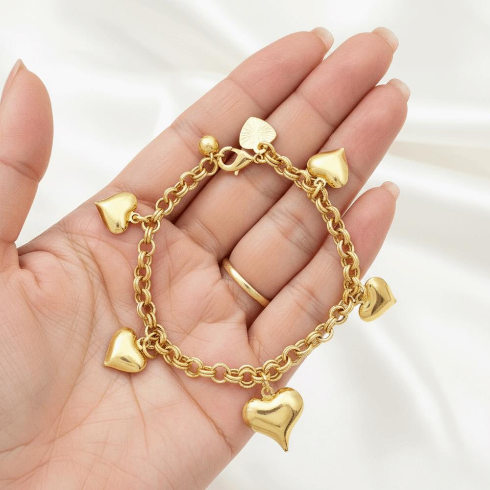 Unique Heart Bracelet Elegant Charm Chunky Bracelet Bridal Party Gold Bracelet Fashion