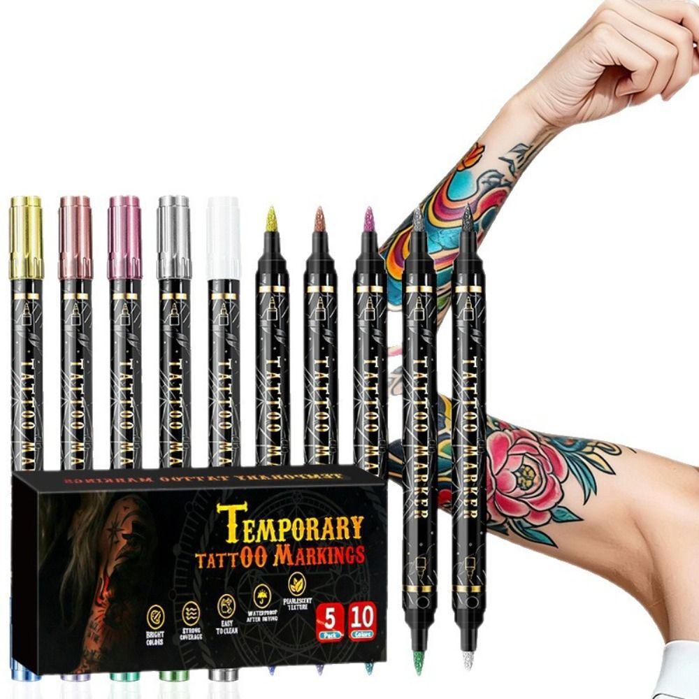 Non-Toxic Tattoo Doodle Pen Easy Wash Off Tattoo Marker Pen  for Cosplay Raves  Festivals Party