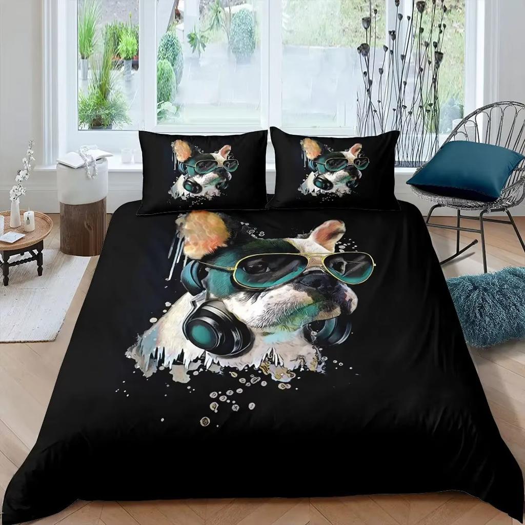 Cartoon Puppy Down Comforter Set Bedding Set 3-piece Duvet Cover Set