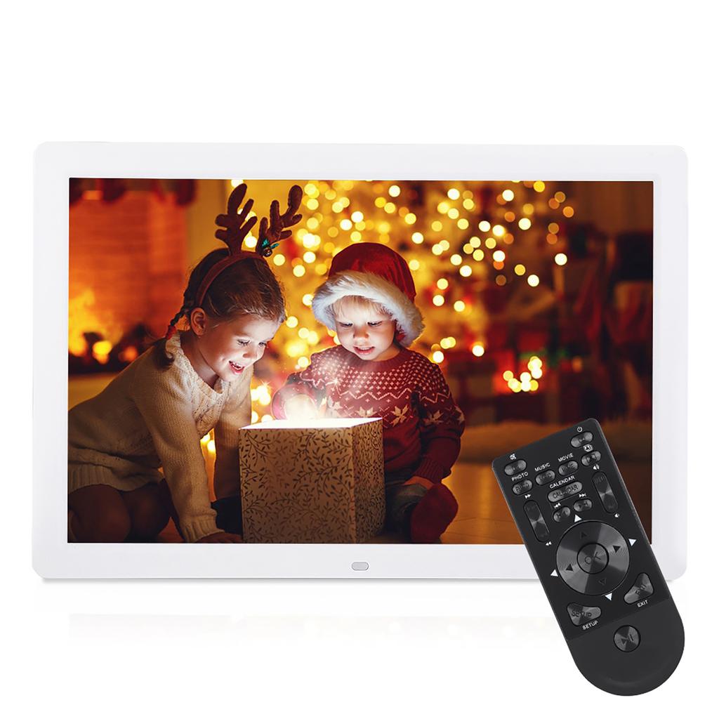 17Inch 1440*900HD Digital Photo Picture Frame Alarm Clock Player Album Remote Control White