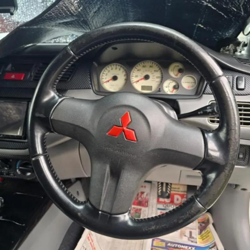 Til Mitsubishi Colt Lancer GLX 2004-2011 DIY Blå Striber Sort Perforeret Læder Fuld Dækning Bilrat Dæksel
