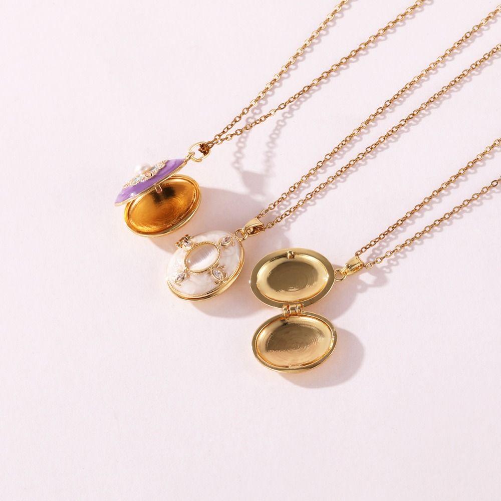 Brass Photo Locket Pendant Necklace Non-Fading Locket Necklace For Jewelry Gifts