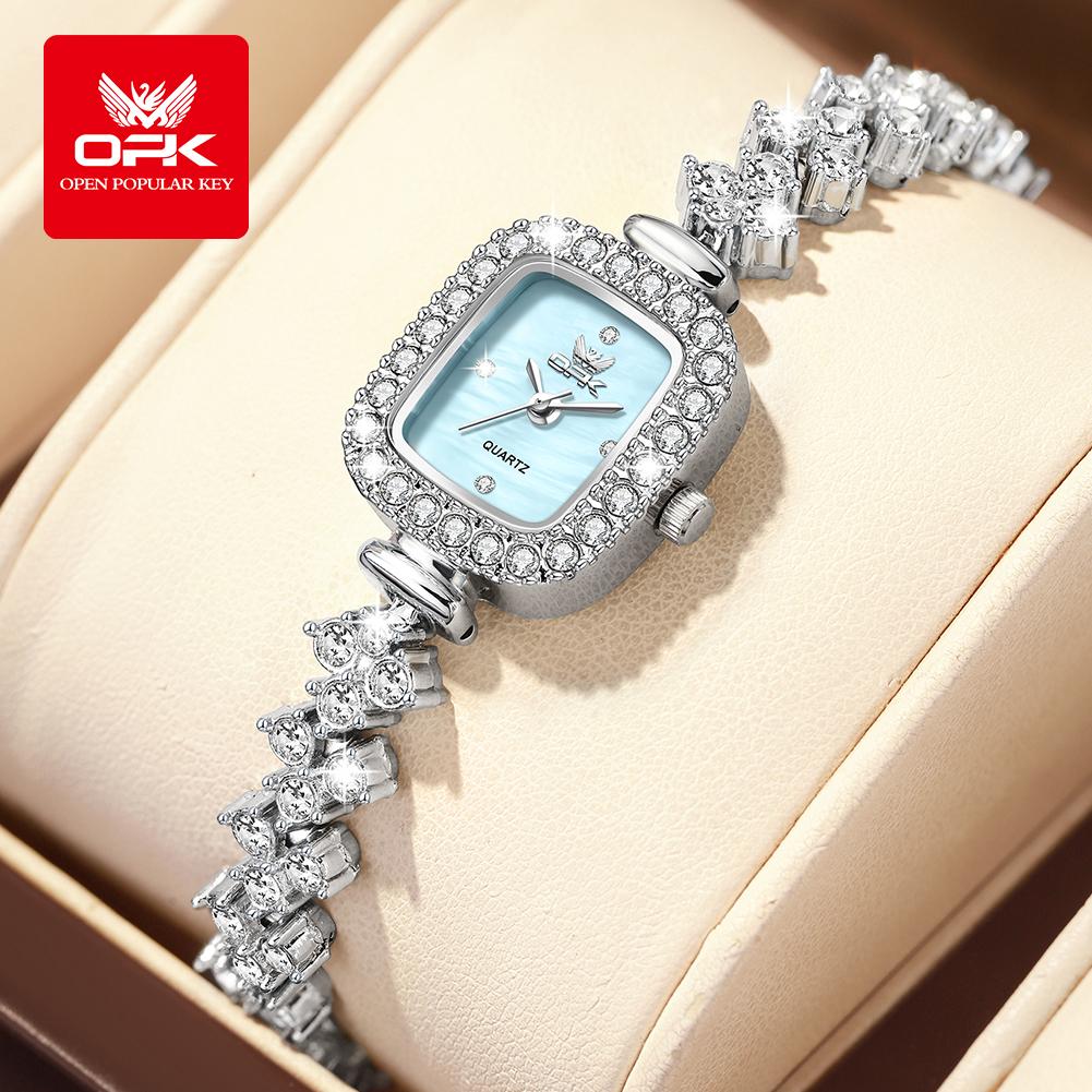 OPK 6058 Luxury Women Watch Elegant Diamond Watches Zircon Bracelet 30M Waterproof Small Dial Quartz Movement Women's Watch