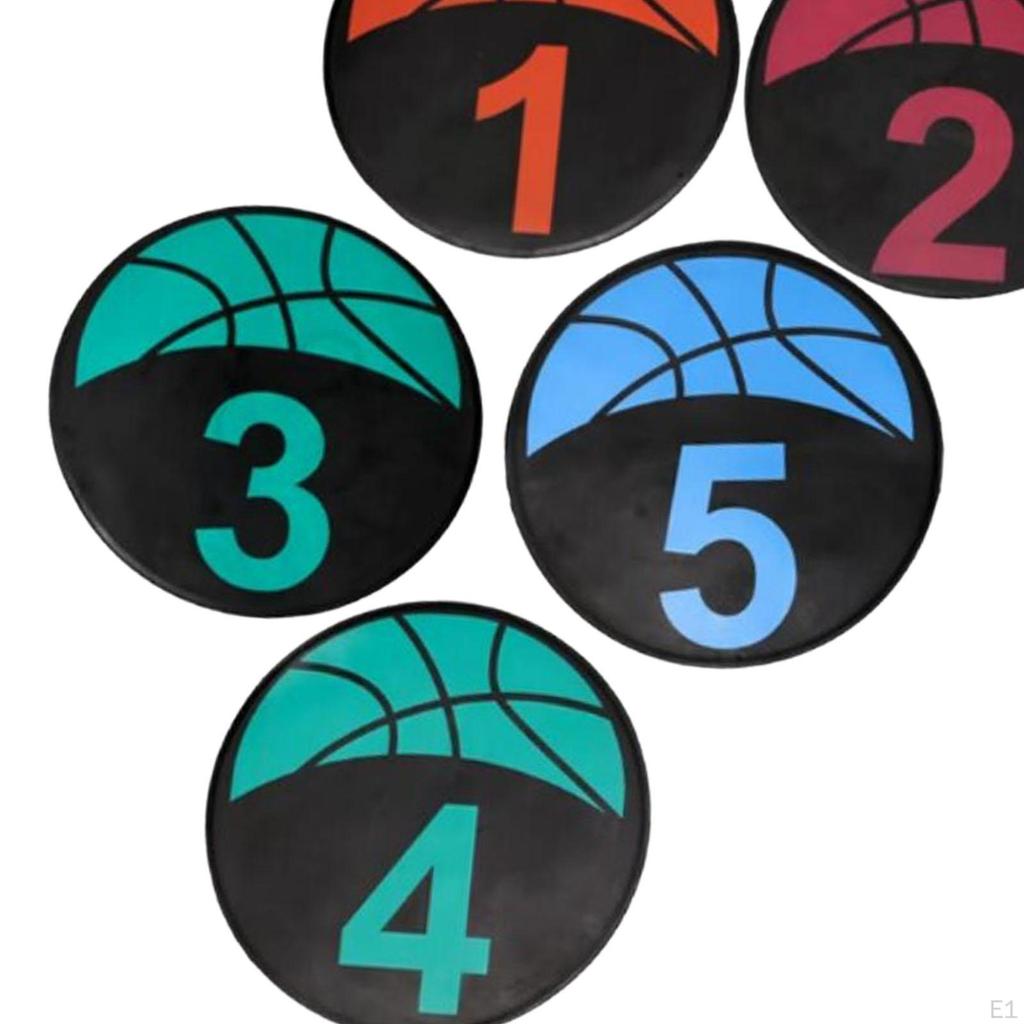 5Pcs Numbered Floor Spot Markers Landmark Mats Flat Disc Marker Basketball for