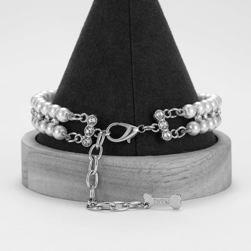 Luxury Cat Puppy Pearl Necklace Rhinestone Collar for Cats Small Dogs Ragdoll Cat Sphynx Necklaces Pet Accessories Collier Chat