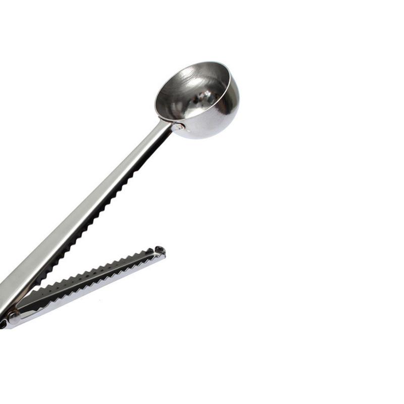 Multi-Purpose Stainless Steel Coffee Scoop with Clip and Measuring Spoon for Coffee, Tea, Powdered Milk, and Seasonings