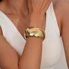 DIEZI Punk Heavy Metal Cuff Bangles Bracelets Vintage Gold Silver Color Geometric Chunky Spring Bangles For Women Men Jewelry