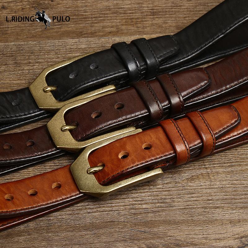 Double-sided Genuine Leather Belt Men's Genuine Leather Pin Buckle Simple Versatile Casual Belt Men's