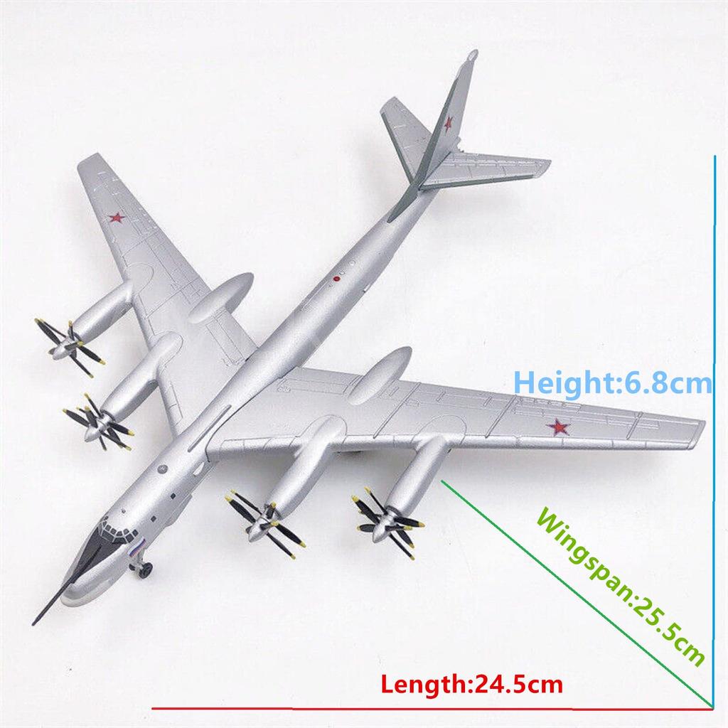 Simulation Alloy Aircraft Tupolev Bear Type Strategic Bomber Airplane Static Display Model for Collection Gift 1200 Model, Tu-95 Model,