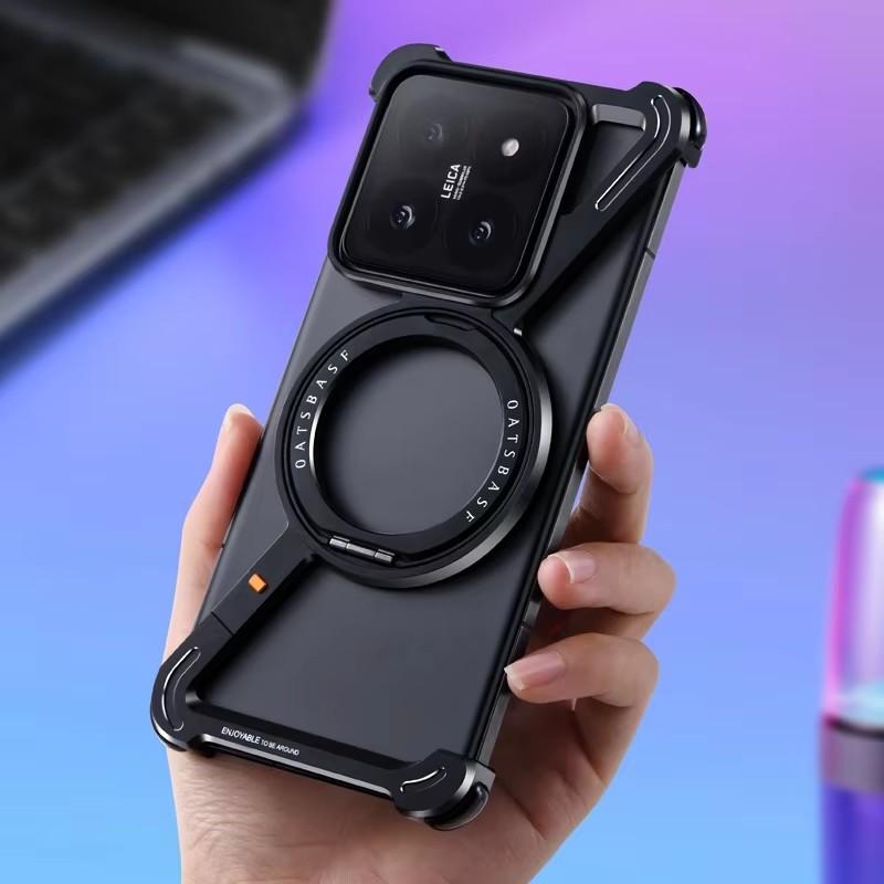 Z Alakú Fém Keret Magsafe Telefontok Xiaomi 14 15 Pro Ultra Számára Alumínium Ötvözet Keret Nélküli 360°-os Mágneses Tartó Ütésálló Borító
