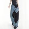 Womens High Waist Wide Leg Jeans Distressed Washed Denim Pants Slim Fit Casual Trousers Teens