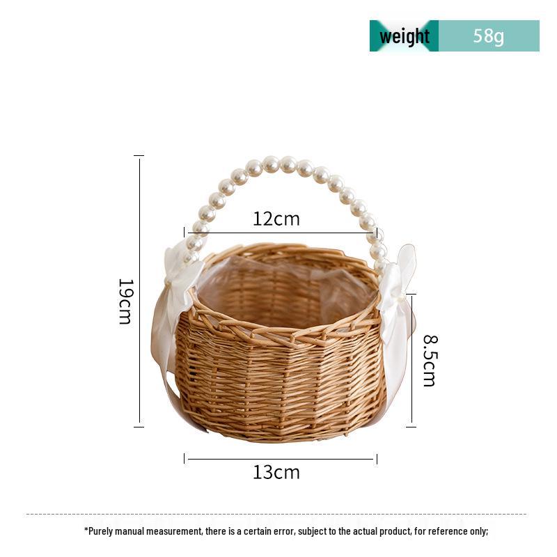 Pearl Handbag Woven Flower Basket: Wedding and Flower Arrangement Souvenir