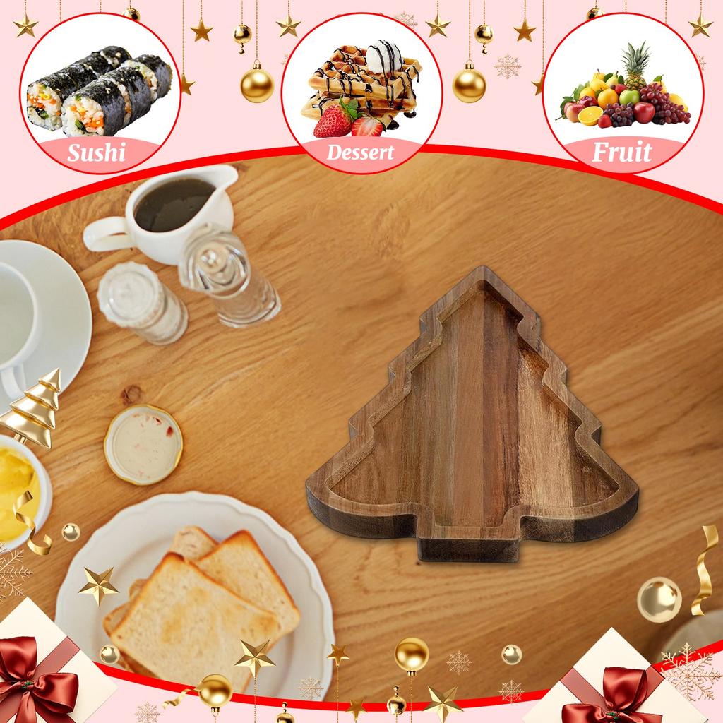 Wooden Christmas Tray, Elk Christmas Tree Christmas Hat Plate, Wood Tray Fruit Dessert Plate.