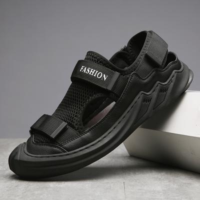 Sandals Men's Tide Summer New Style Leather Toe Cap Outdoor Leisure Sports Hollow Sandals Beach Shoes
