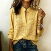 Women's V-Neck Long Sleeve Fitted Printed Blouse for Work Daily Wear