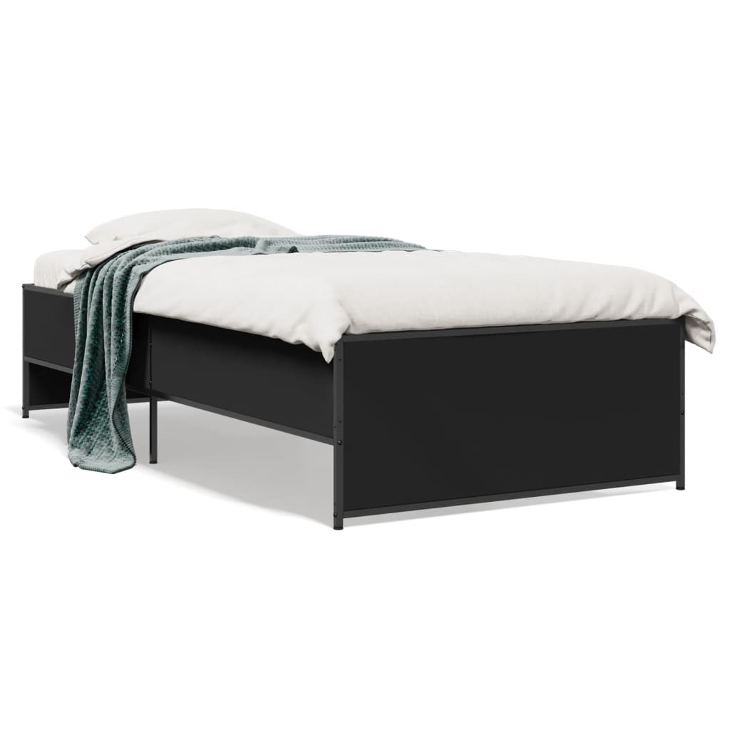 Bed Frame Black 100 x 200 cm Particleboard and Metal