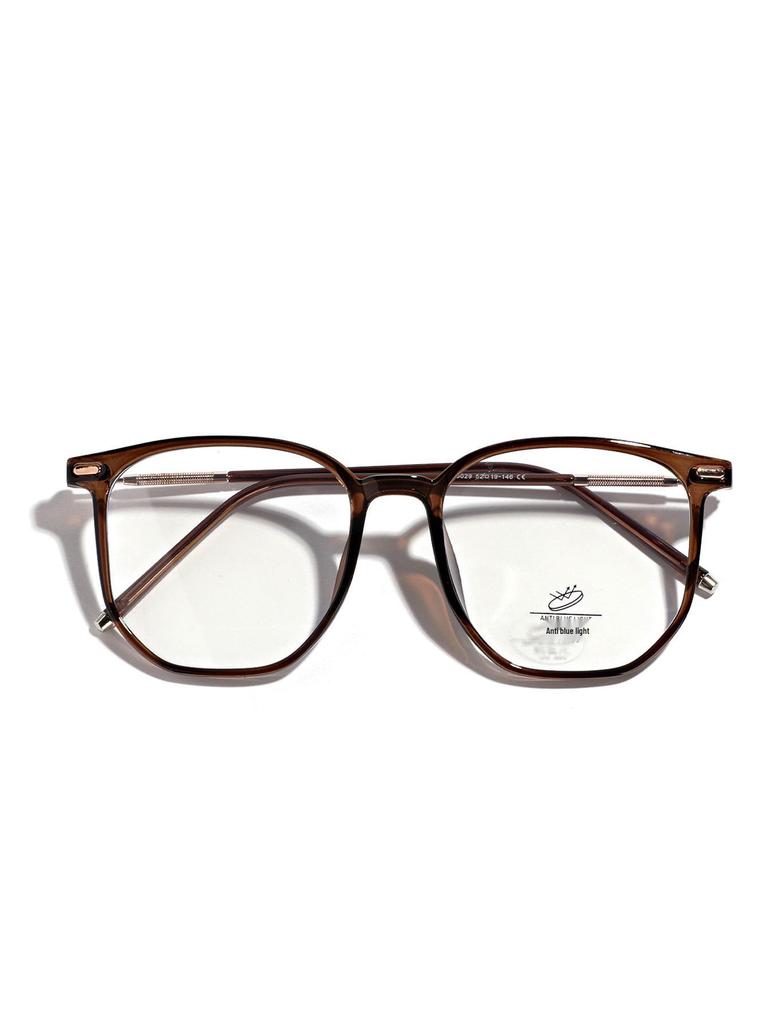 Xunge Retro Tea-Colored Flat Lens Glasses for Women