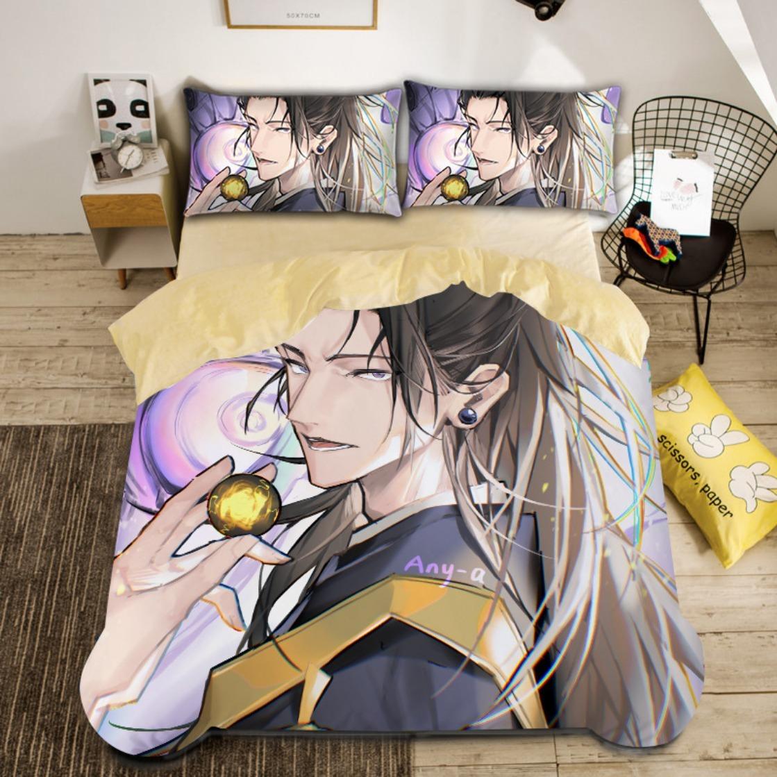 

Японские знаменитые аниме-пододеяльники, комплекты постельного белья Jujutsu Kaisen, 3D-печатное одеяло для мальчиков, украшение для спальни Sukuna 135x200cm 2pcs