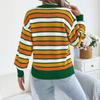 Women's Casual Stripe Sleeve Pullover Sweater