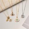 Green Enamel Eye Series Copper Necklace with 18K Gold Zirconia and Diamonds