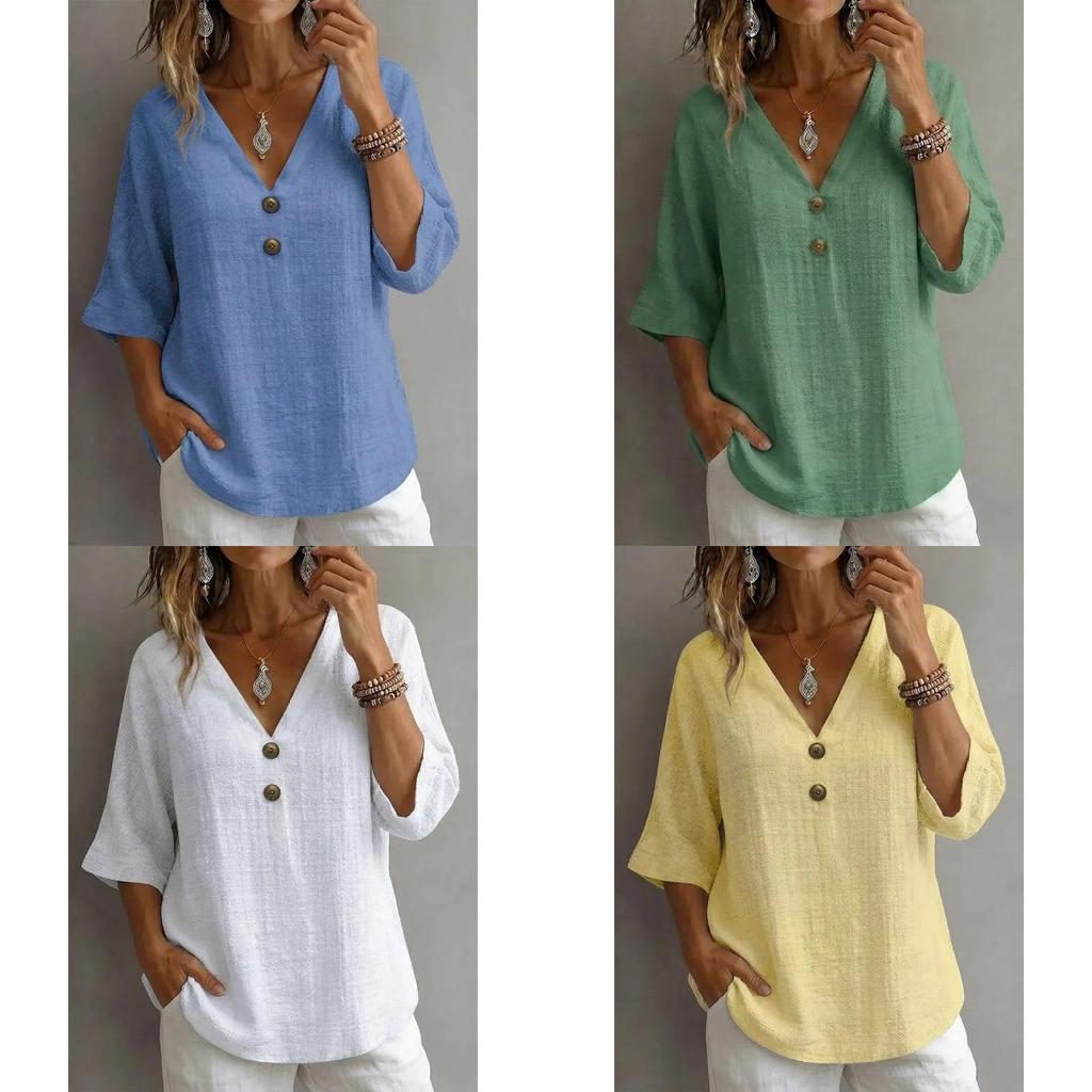 Geometric Pattern Womens Casual T Shirt With V Neck And Short Sleeves For Summer Wear