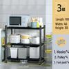 Floor-standing Detachable Kitchen Storage Rack with Wheels and Pot Holder for Microwave and Oven