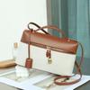 LP27 Women's Large Capacity Genuine Leather & Canvas Handbag - Versatile Messenger & Lunch Bag